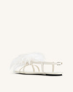 Fluffy Flats Sandals - White