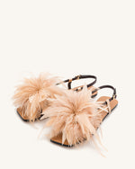 Fluffy Flats Sandals-Brown