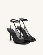 Serenity Open Toe Mesh Slingback Sandals - Black