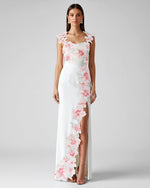 Flower Embroidered Dress - White/Pink