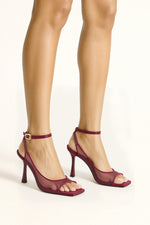 Serenity Open Toe Mesh Slingback Sandals - Burgundy