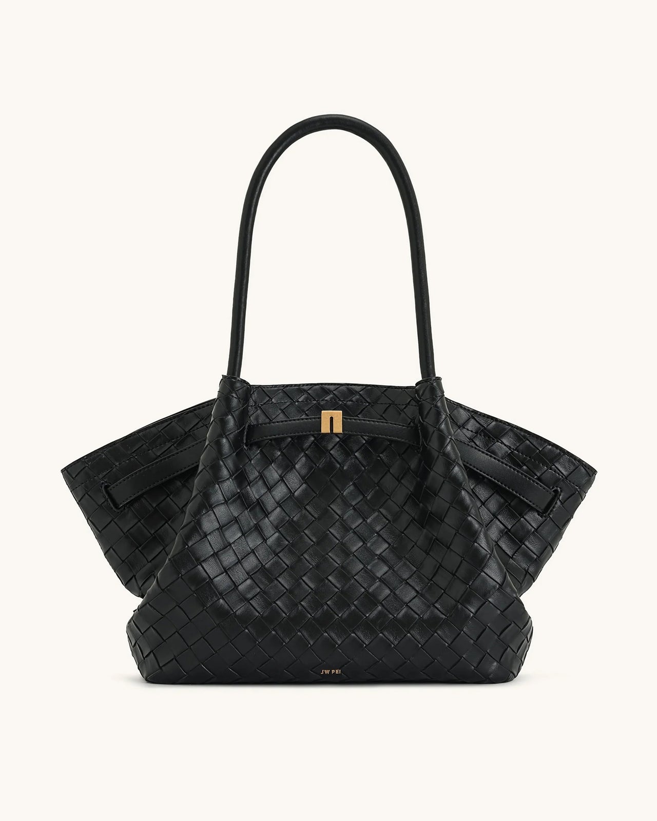 Hana Large Weave Texture Tote Bag - Black