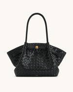 Hana Large Weave Texture Tote Bag - Black
