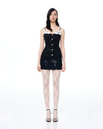 Seilena 3D Floral Sequin Mini Suits - Black