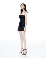 Seilena 3D Floral Sequin Mini Suits - Black