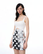 Arabella 3D Floral Sequin Embroidered Mini Dress - White