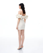 Althea Clouds Shoulders Floral Embroidered Mini Dress - White