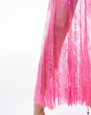 Evadne Floral Lace Dress - Pink