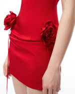 Bellamy 3D Floral Mini Dress - Red