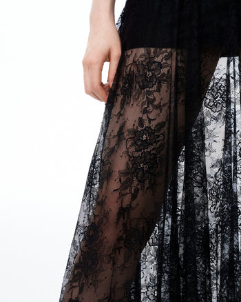 Indigo Floral Lace Dress - Black