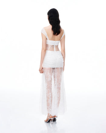 Fiorentina 3D Floral Lace Dress - White