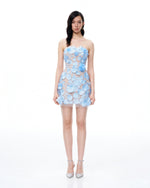Elowen Floral Embroidered Mini Dress - Blue