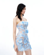 Elowen Floral Embroidered Mini Dress - Blue
