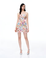 Odalys Floral Embroidered Mini Dress - Pastel Multi