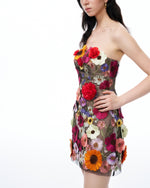 Cassian Floral Embroidered Mini Dress - Black Multi