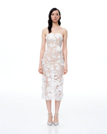 Lysandra 3D Floral Embroidered Maxi Dress - White