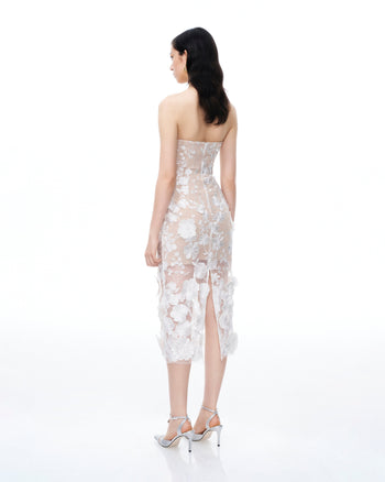 Lysandra 3D Floral Embroidered Maxi Dress - White