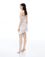 Leander Embroidered Lace Mini Dress - White
