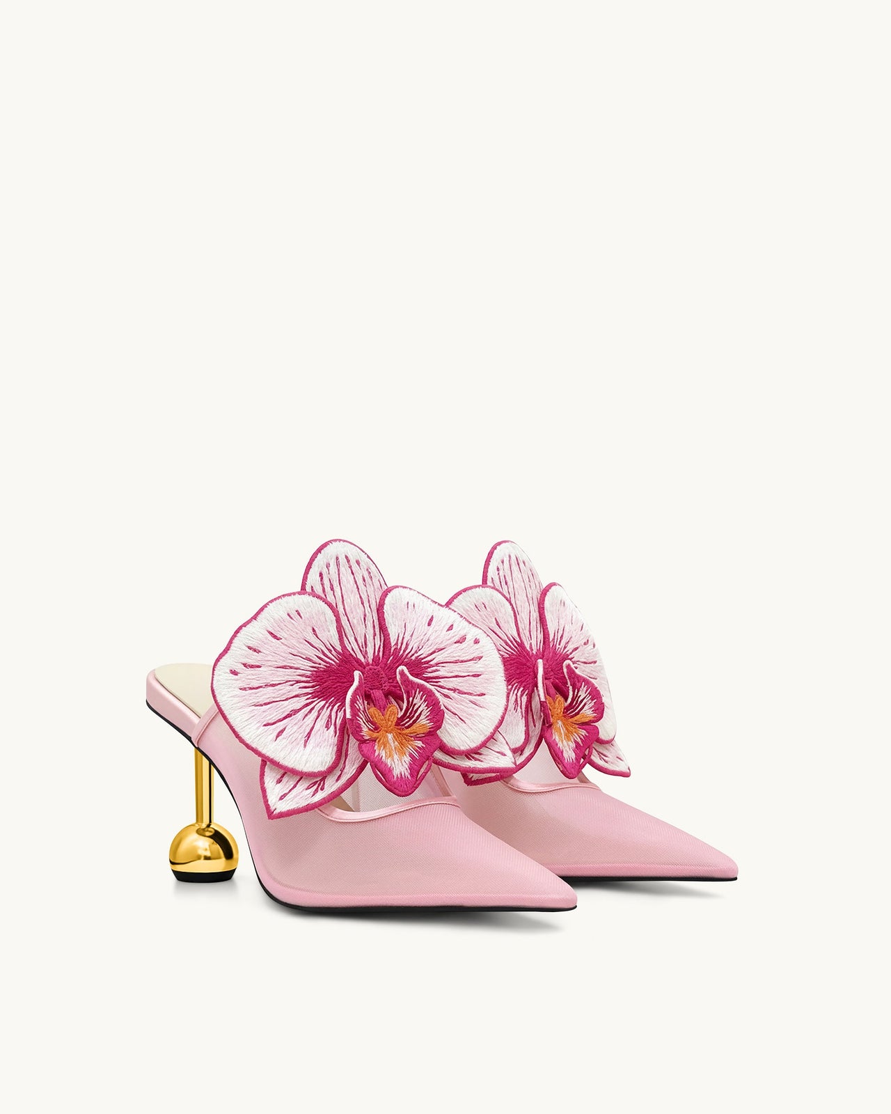 Sofia Orchid Sphere Heel Mules - Pink
