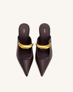 Sofia Metal Accent Sphere Heel Mules - Deep Burgundy