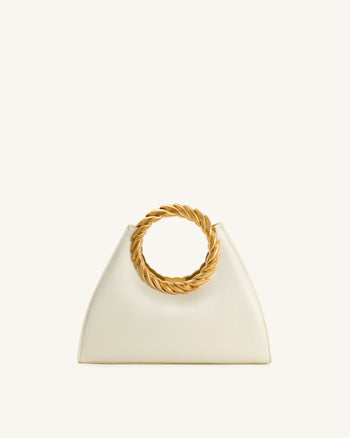 Amiya Leaf Handle Sculpture Bag - White