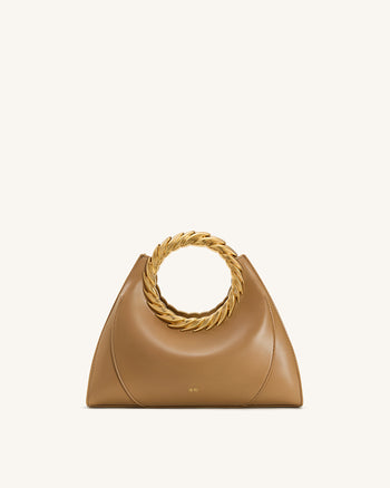 Amiya Leaf Handle Sculpture Bag - Brown