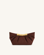 Leia Pleated Clutch - Dark Brown