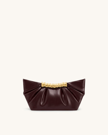 Leia Pleated Clutch - Deep Burgundy