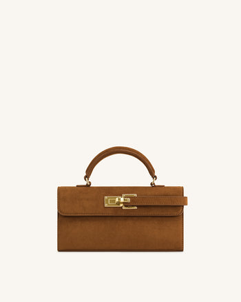 Keyla Faux Suede Top Handle Bag -  Brown