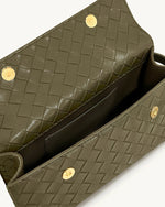 Keyla Weave Texture Top Handle Bag - Olive Green