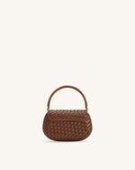 Zuri Hand Woven Round Top Handle Bag - Brown