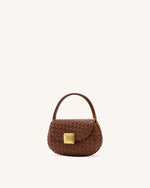 Zuri Hand Woven Round Top Handle Bag - Brown