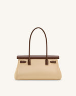 Yara Faux Suede Shoulder Bag - Dark Brown