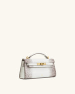 Noor Top Handle Bag - White Croc