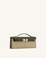 Bria Faux Suede Structured Top Handle Bag - Dark Olive