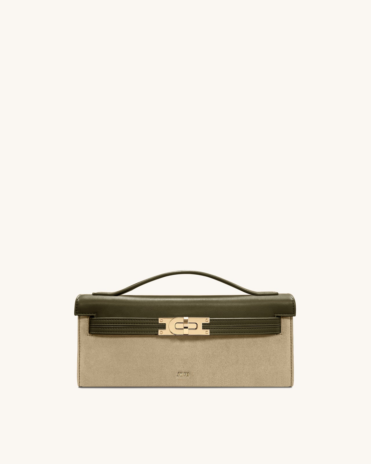 Bria Faux Suede Structured Top Handle Bag - Dark Olive