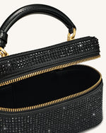 Cleo Artificial Crystal Box Shape Top Handle Bag - Black