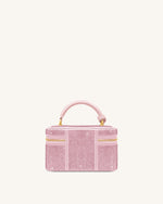 Cleo Artificial Crystal Box Shape Top Handle Bag - Pink
