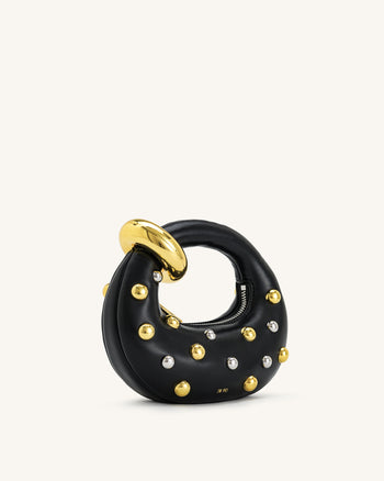 Abacus Studded Mini Top Handle Bag - Black