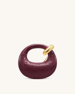 Abacus Faux Snake-Effect Mini Top Handle Bag - Burgundy