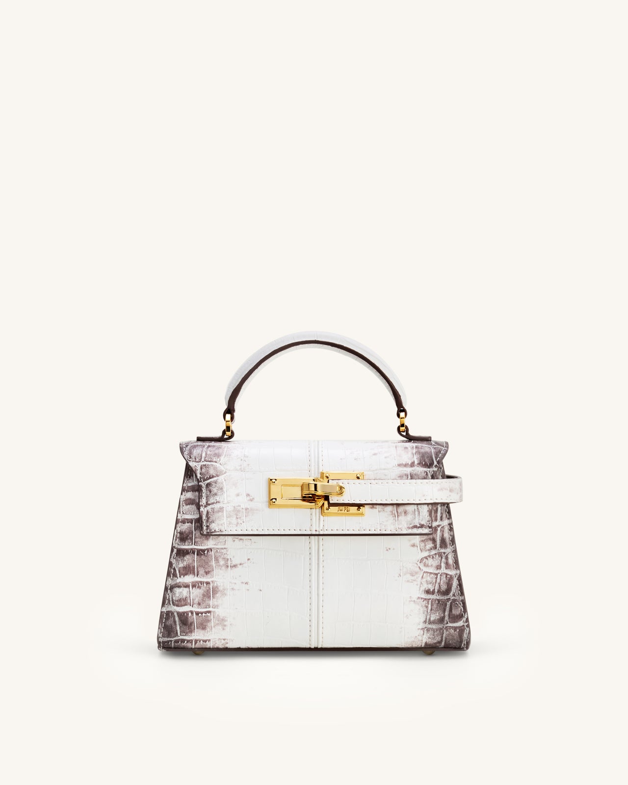 Elise Top Handle Bag - White Croc