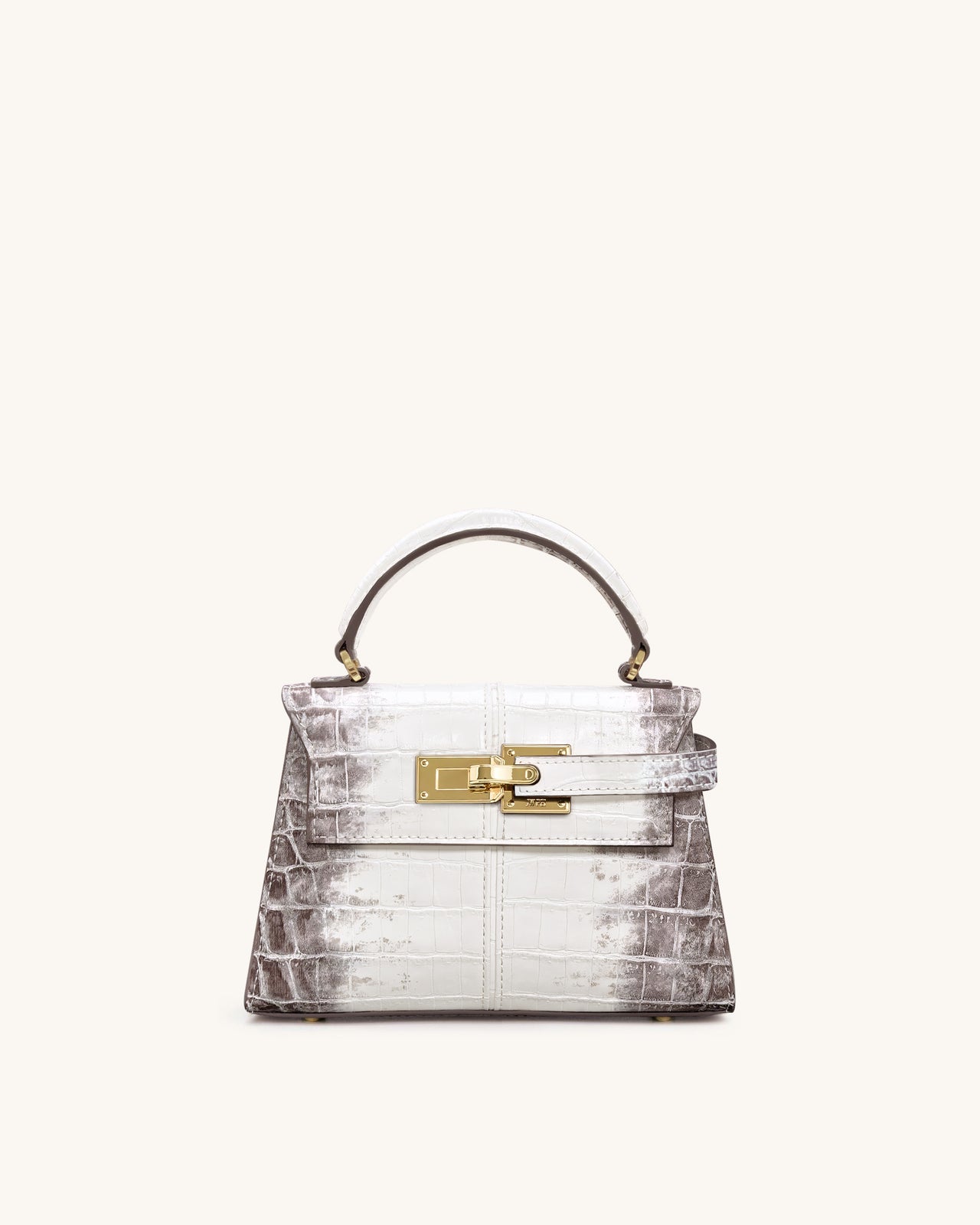 Elise Top Handle Bag - White Croc