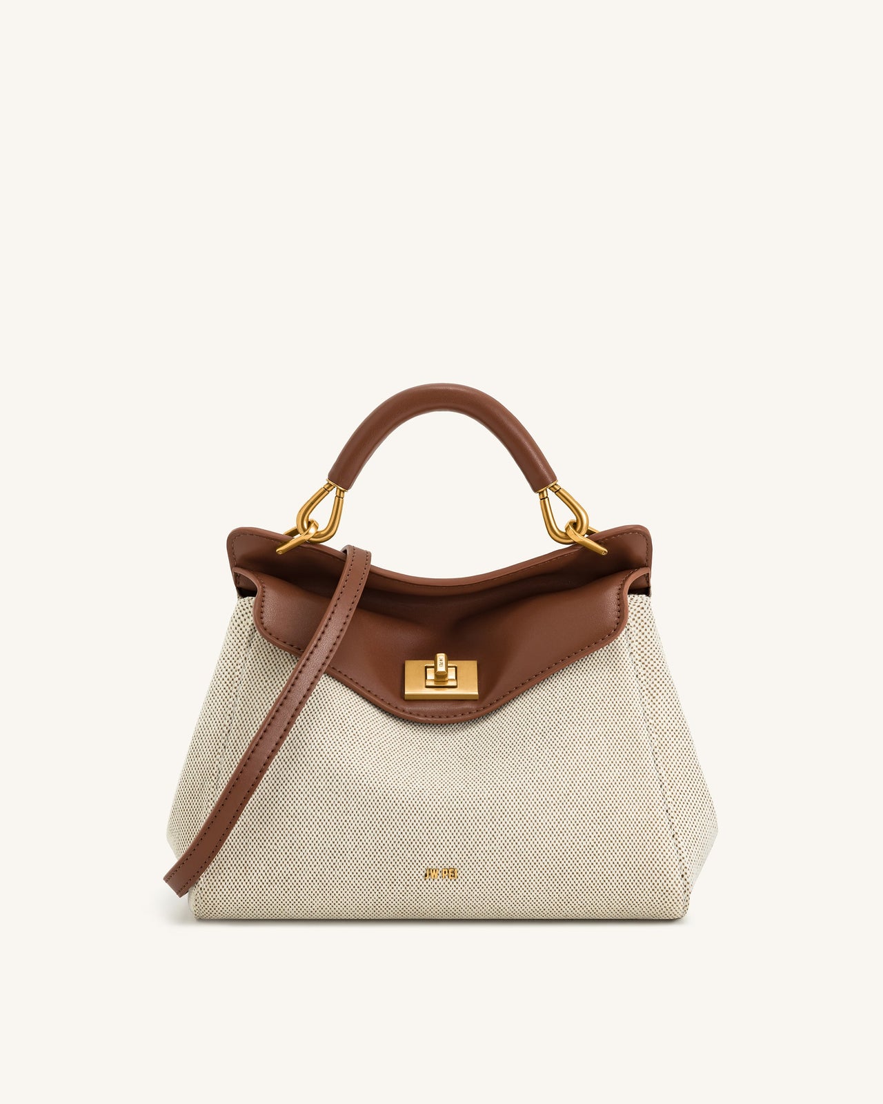 Lucia Classic Top Handbag - Brown Canvas