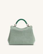 Lucia Classic Faux Suede Top Handle Bag - Matcha Green