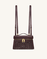 Thea Large Woven Top Handle Bag - Dark Red