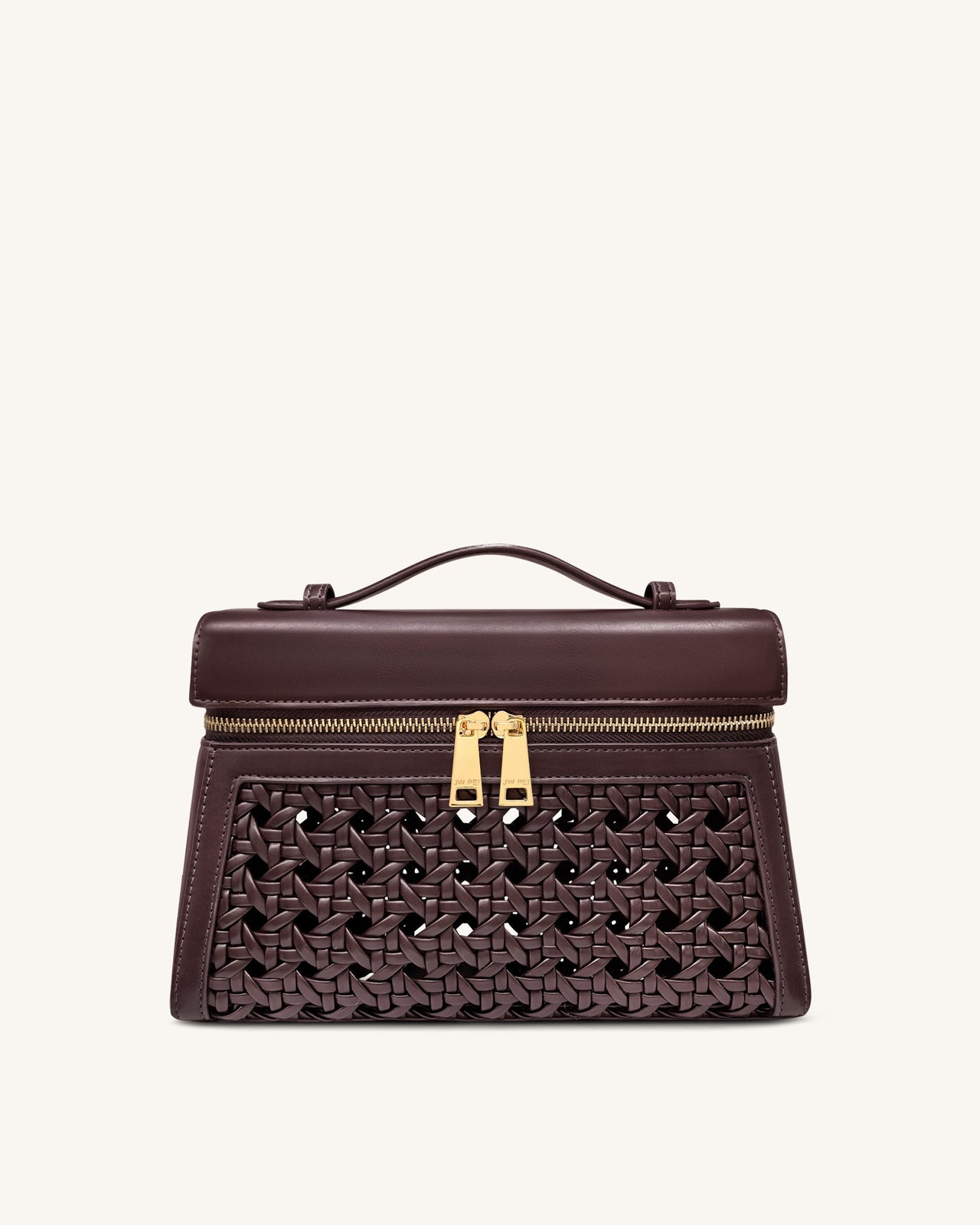 Thea Large Woven Top Handle Bag - Dark Red