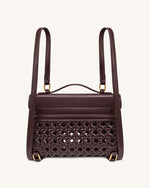 Thea Large Woven Top Handle Bag - Dark Red