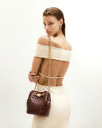 Yara Hand-Woven Bucket Bag - Dark Brown