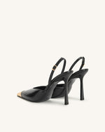 Savannah Gold Tipped Slingback Pumps - Black