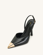 Savannah Gold Tipped Slingback Pumps - Black